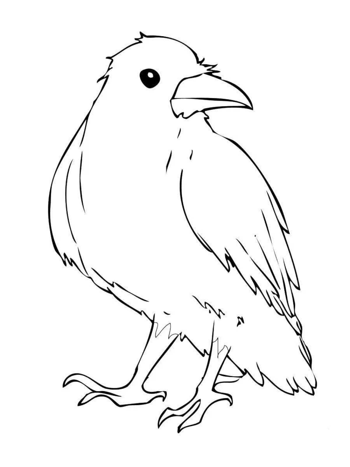 Innovative crow coloring page for 3-4 year olds