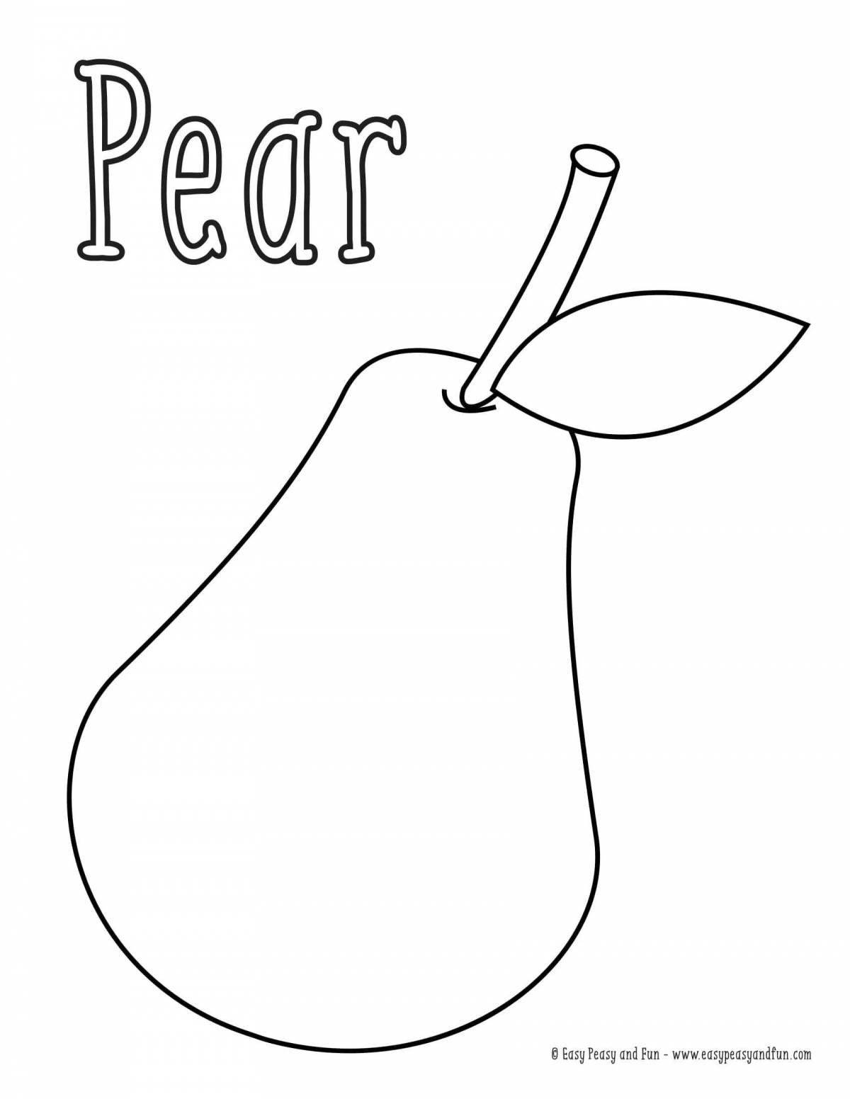 Funny pear coloring for children 2-3 years old