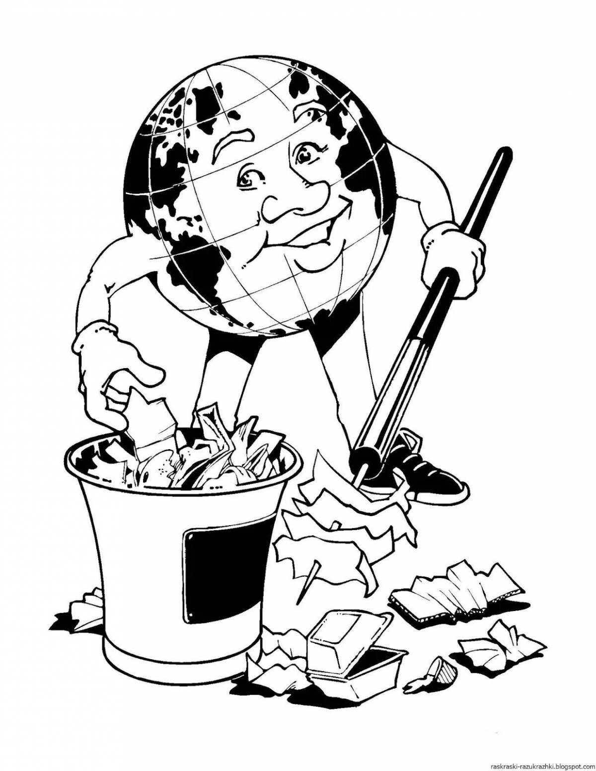 Inventive environmental protection coloring page for kids