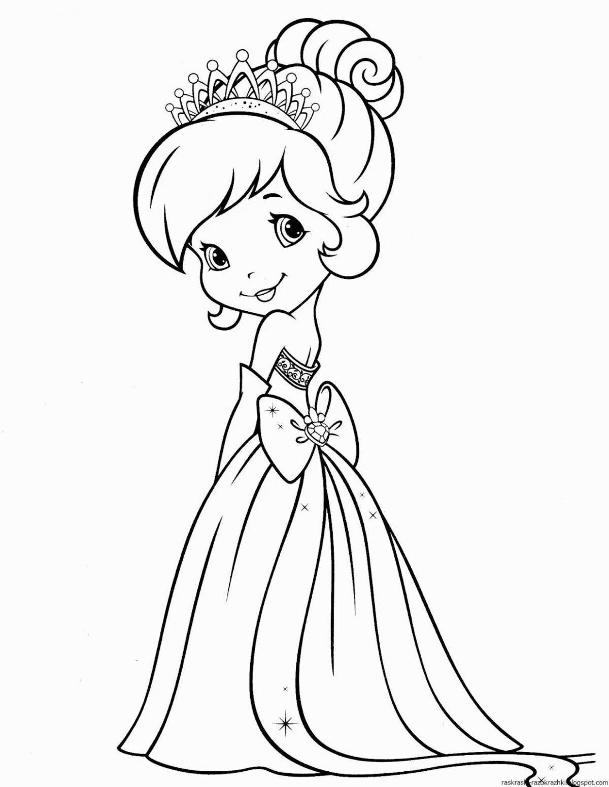 Elegant coloring book for girls 5 years old, princess