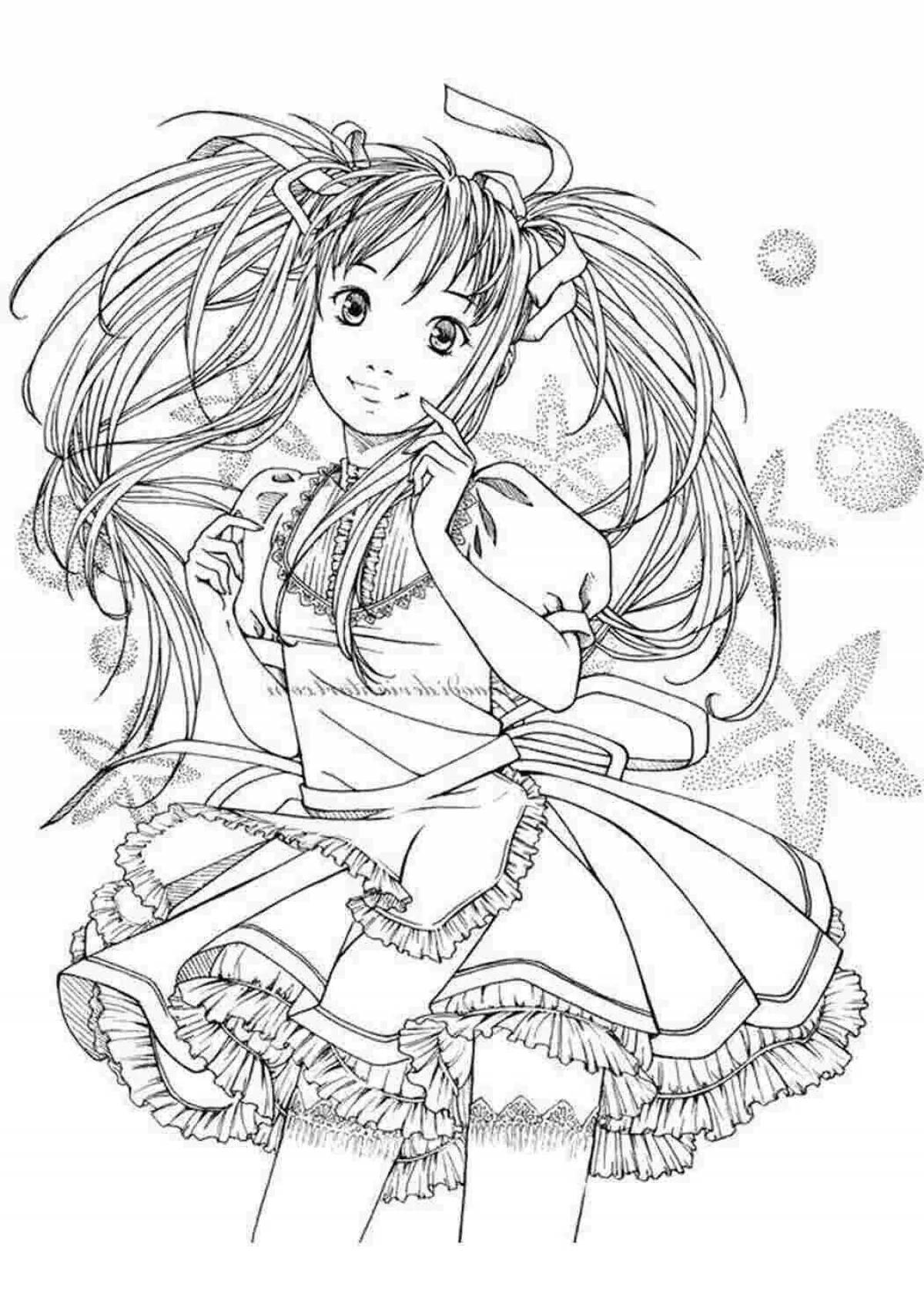 Exquisite anime coloring book for 9 years old girls