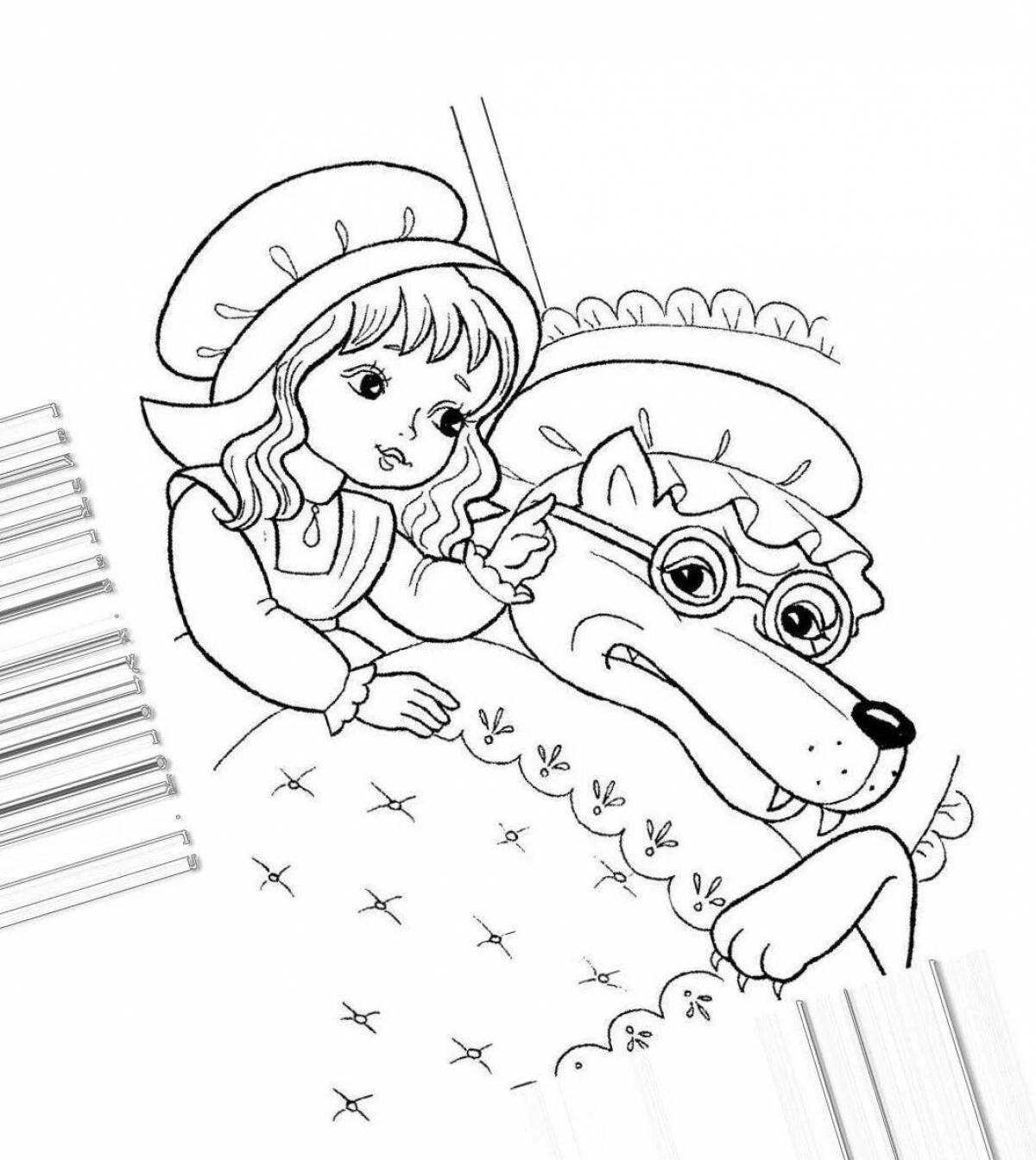 Coloring book playful little red riding hood