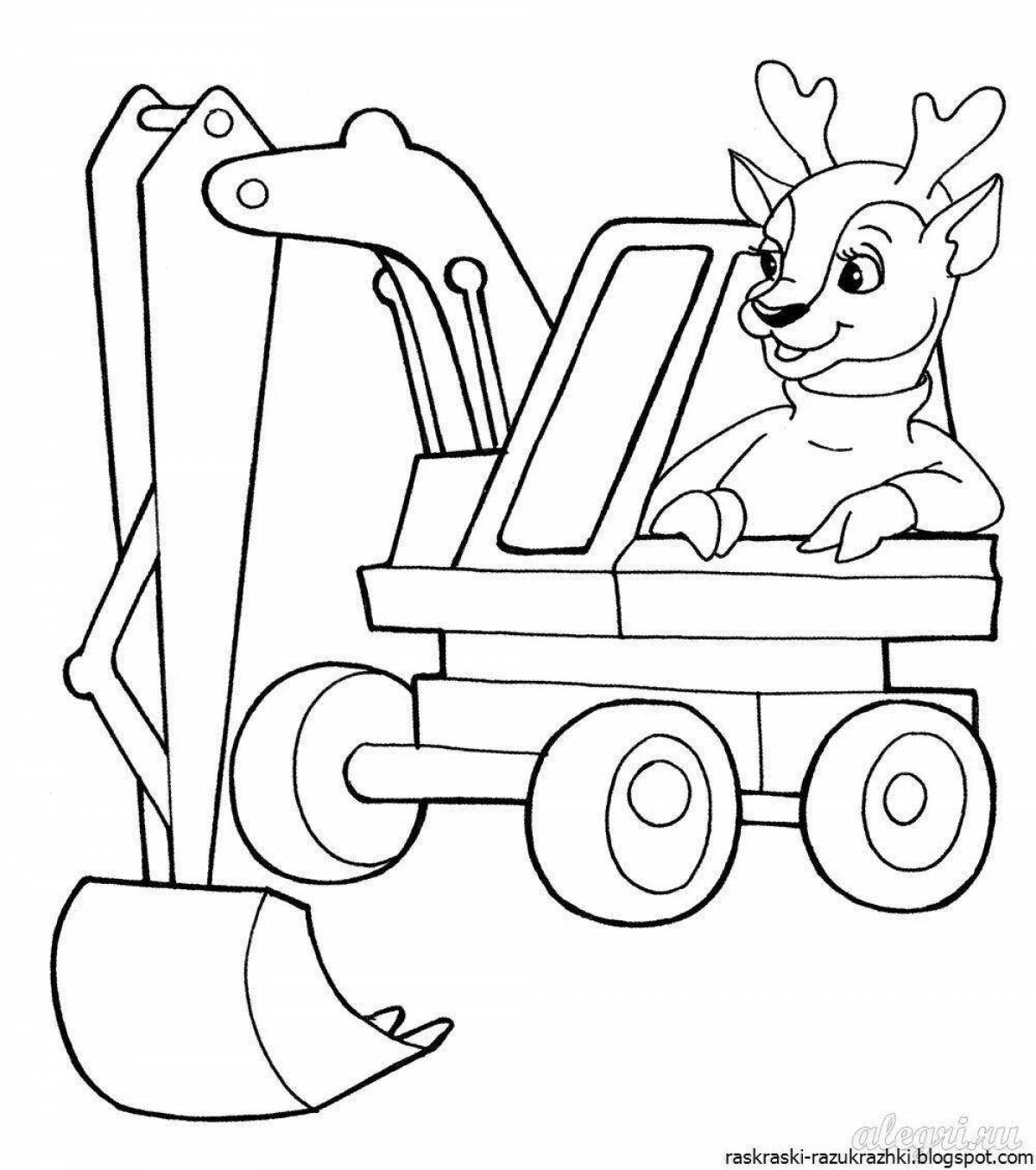 Attractive excavator coloring book for 5-6 year olds