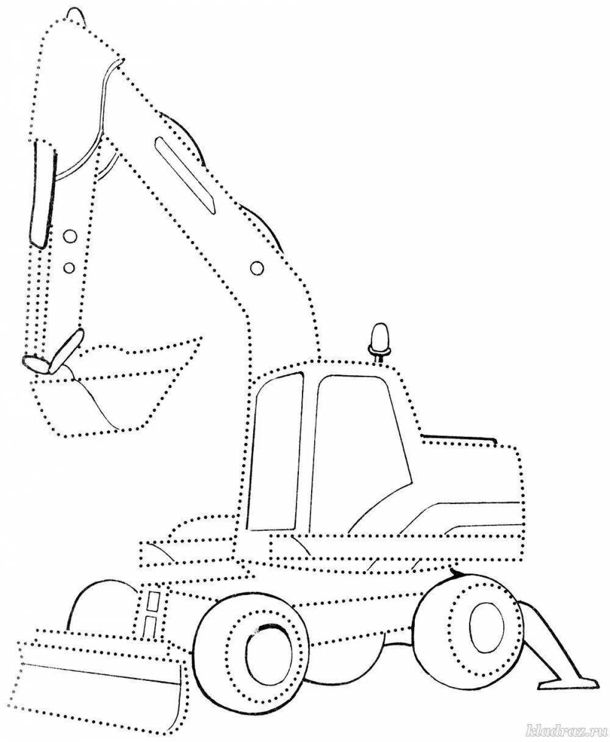 Cute excavator coloring book for 5-6 year olds