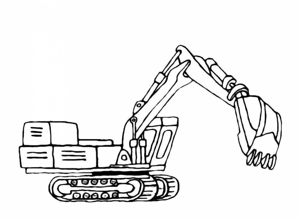Colorful excavator coloring book for 5-6 year olds