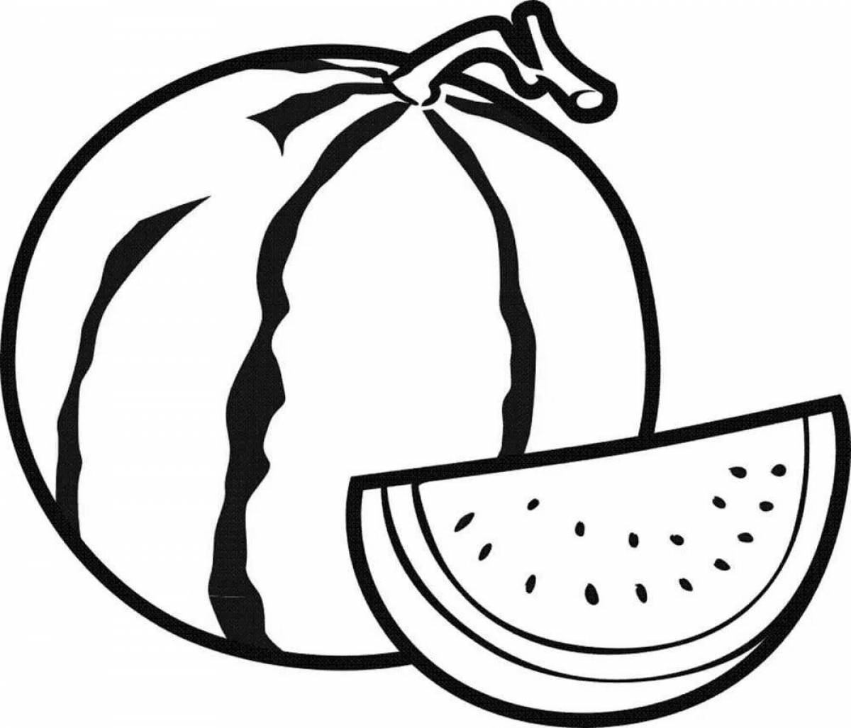 Amazing watermelon coloring page for little ones
