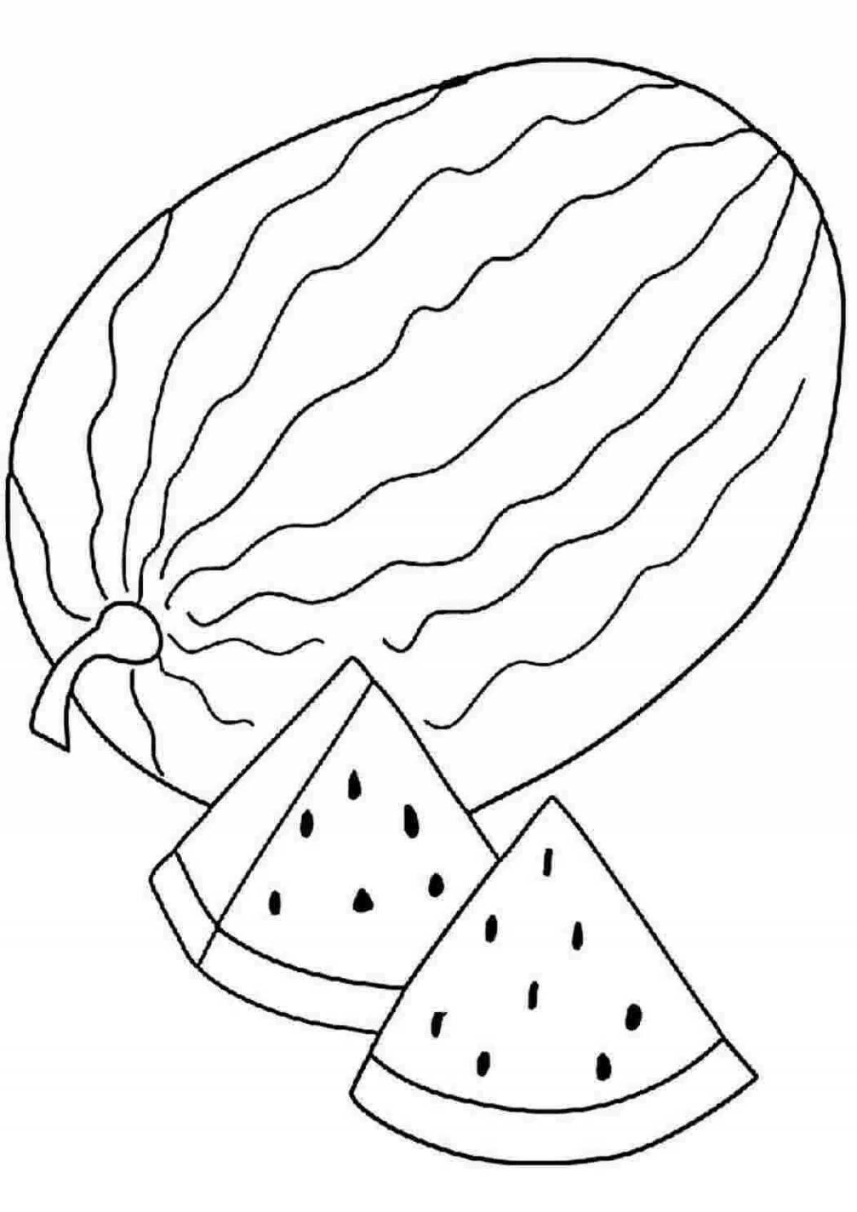 Photo Stimulated watermelon coloring page for pre-k