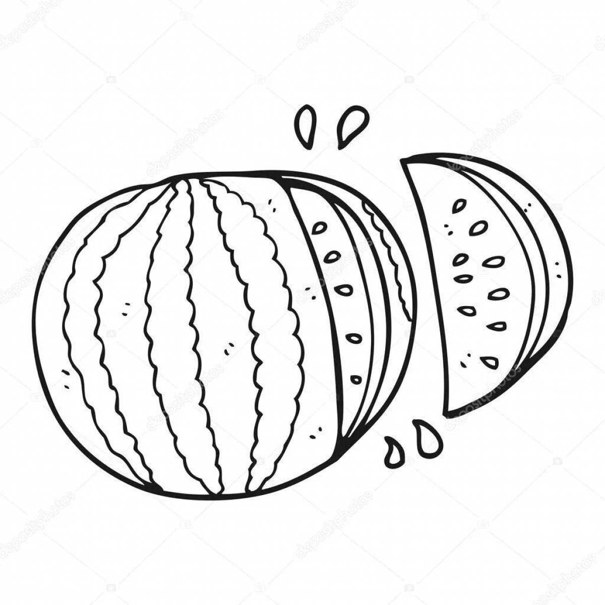 Animated watermelon coloring page for the little ones