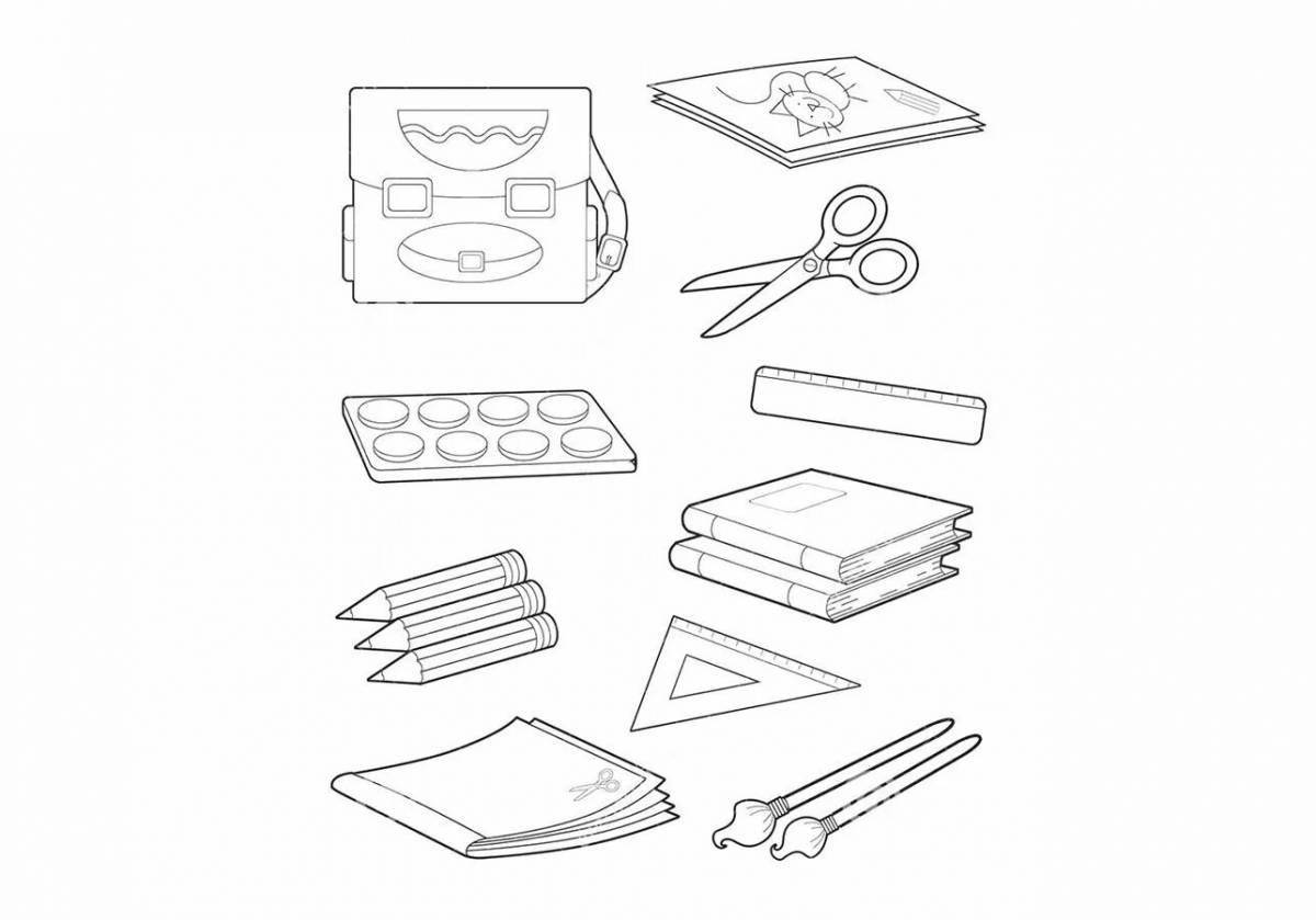 Exciting school supplies coloring page