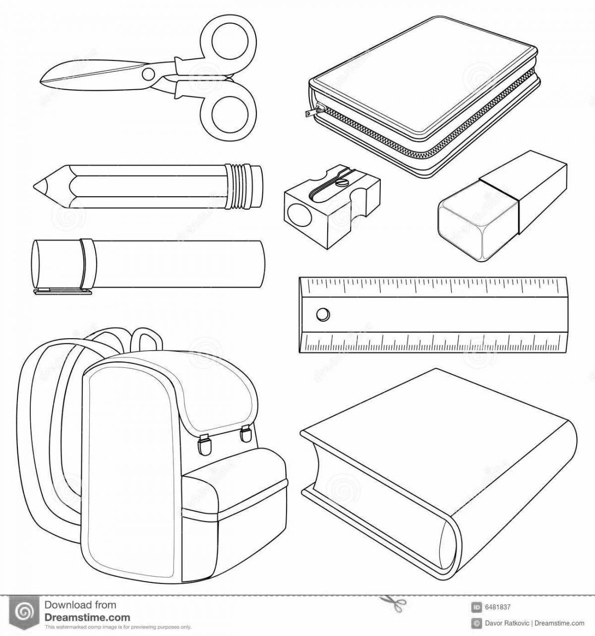 Coloring book for school supplies