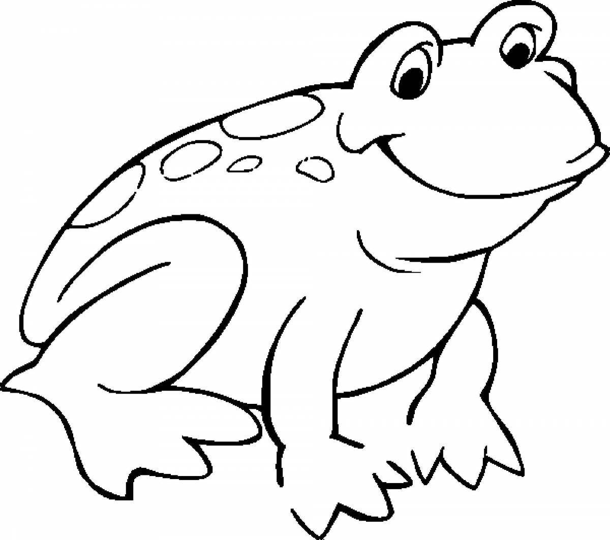 Радостная лягушка-раскраска для малышей