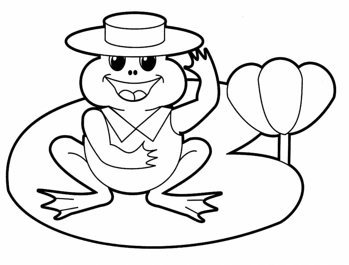 Сказочная лягушка-раскраска для малышей