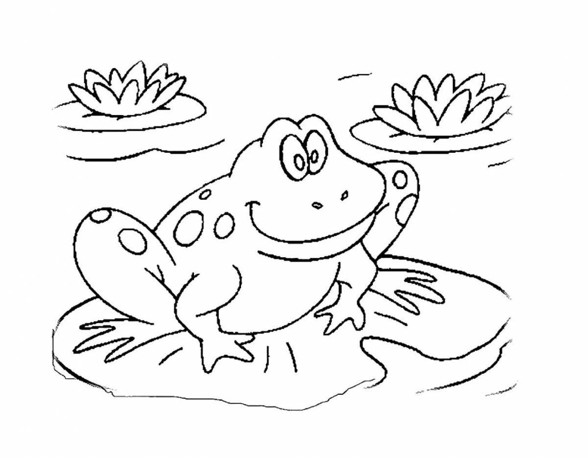 Забавная раскраска лягушка для малышей