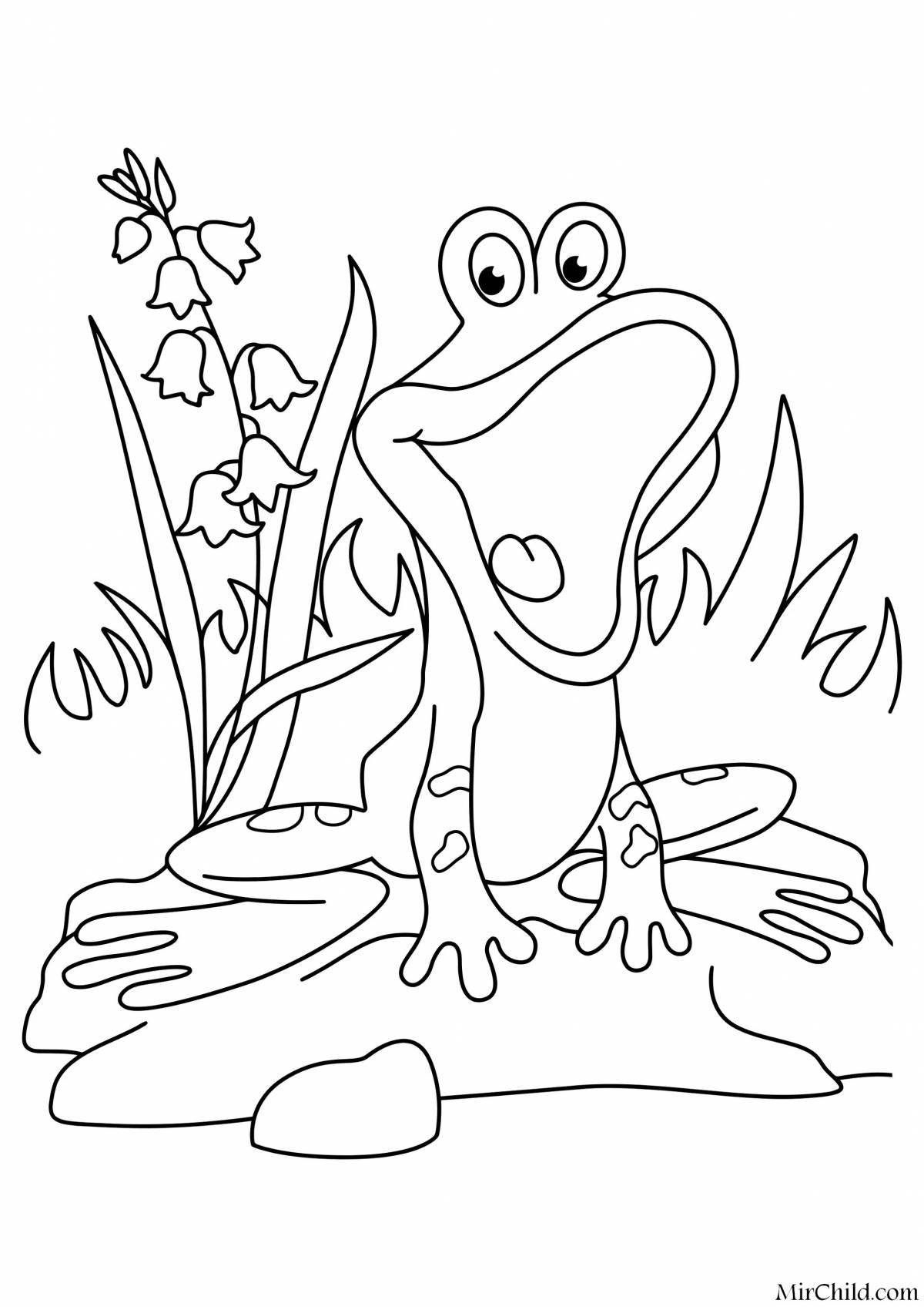 Cute frog coloring book for kids