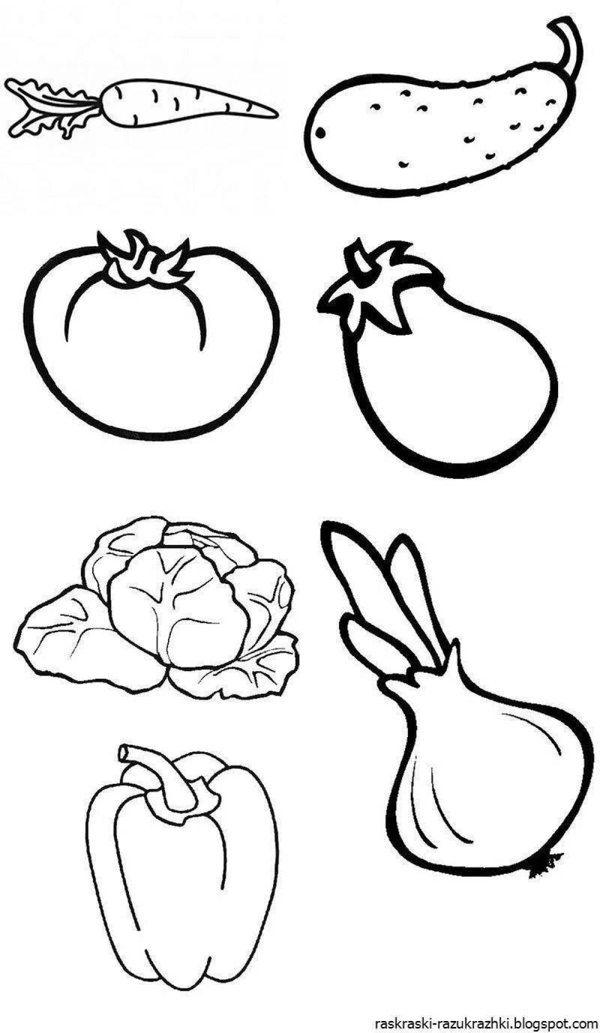 Fun coloring of vegetables for children 3 years old