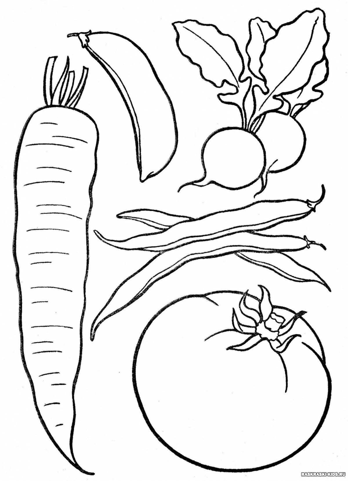 Adorable vegetable coloring book for 3 year olds