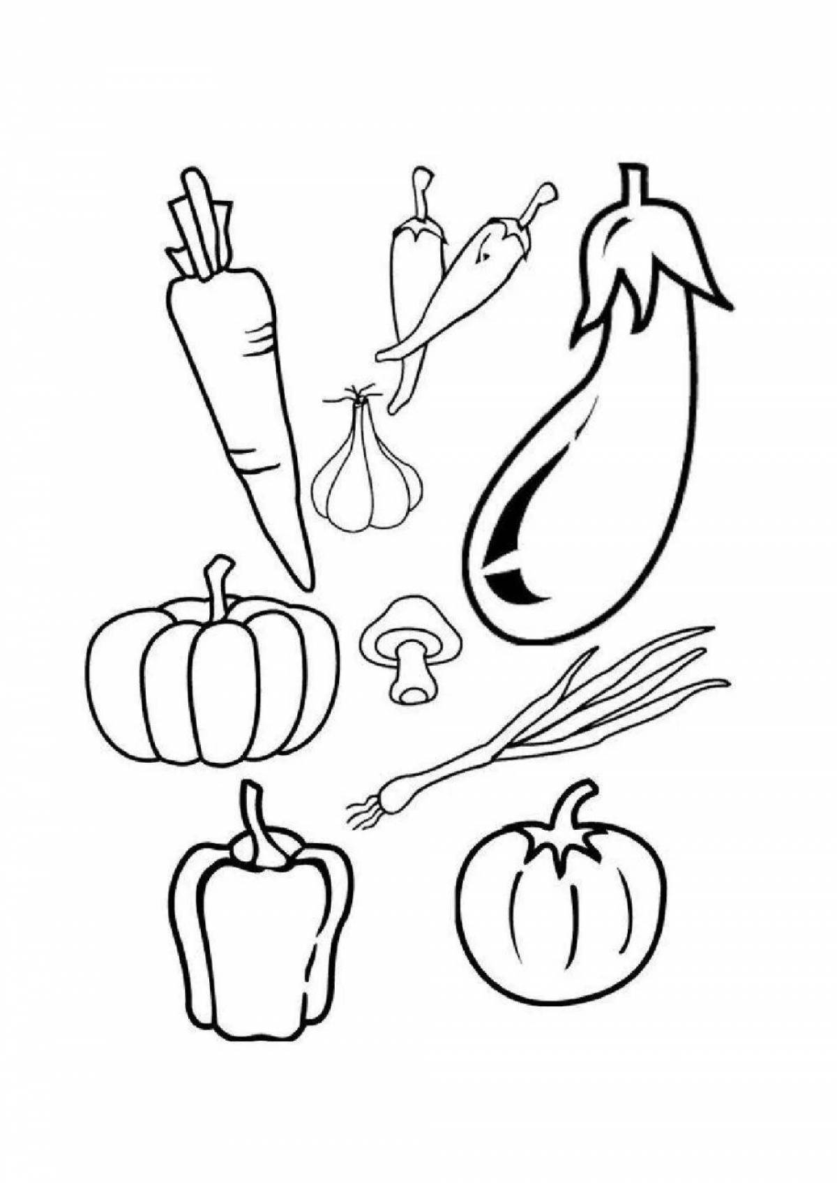 Interesting vegetable coloring book for children 3 years old