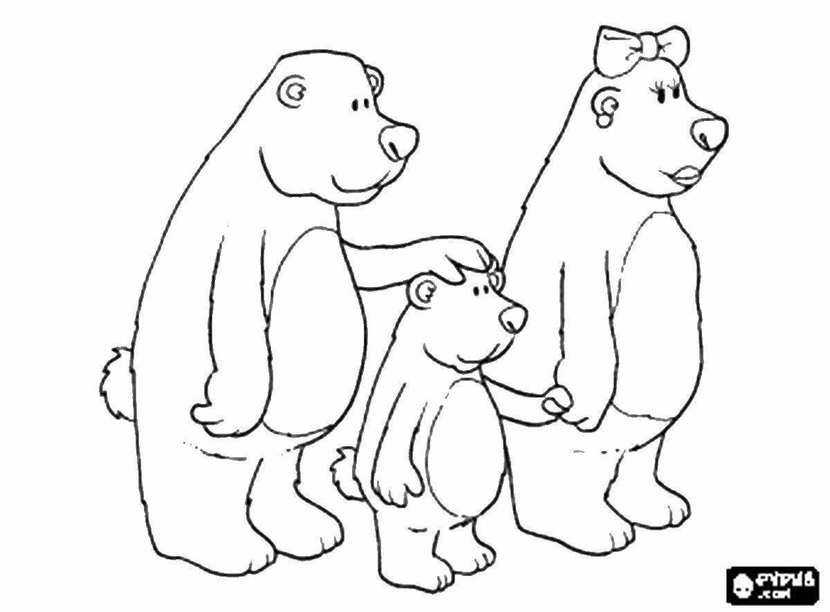 Яркие раскраски «три медведя» для детей