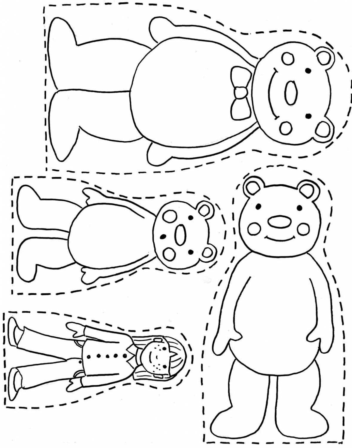 Веселая раскраска «три медведя» для pre-k