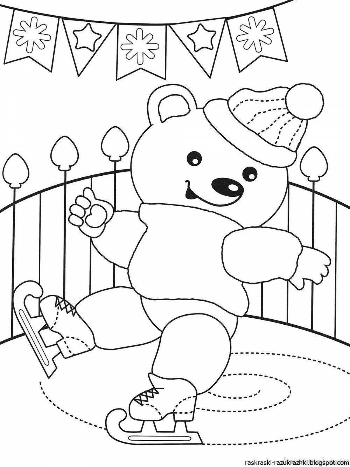 Coloring book snowy winter for children