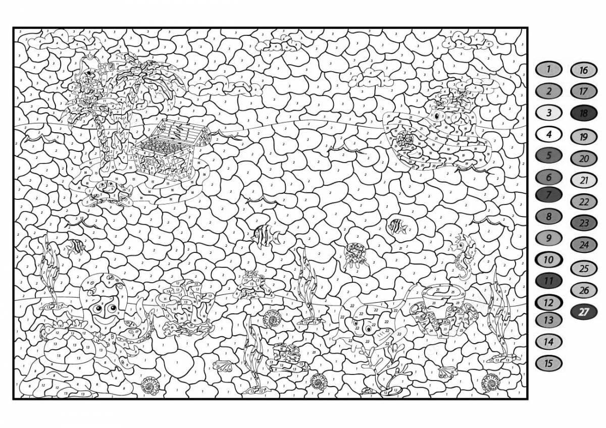 Complex coloring by numbers for adults