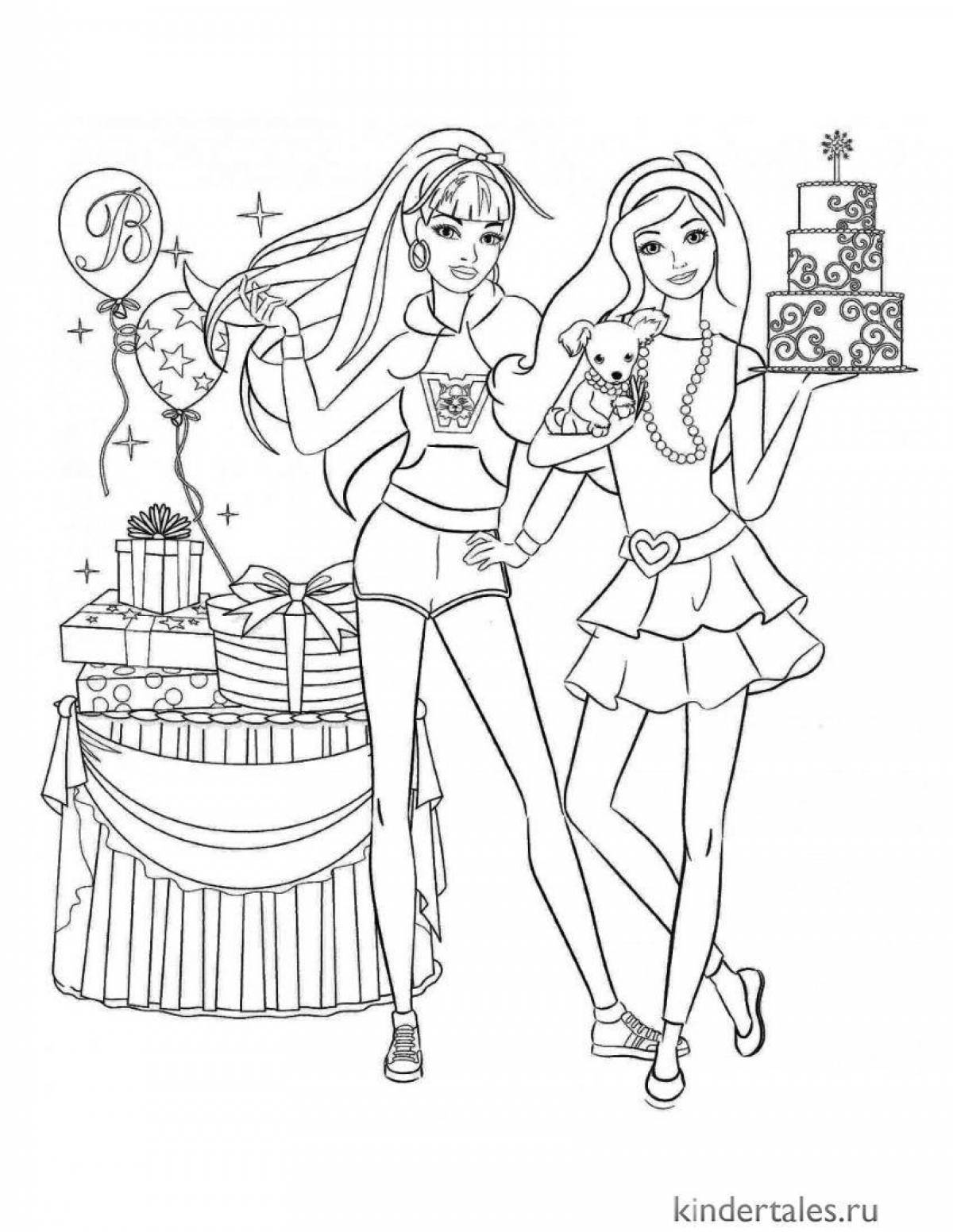 Playful barbie coloring book for kids 6-7 years old