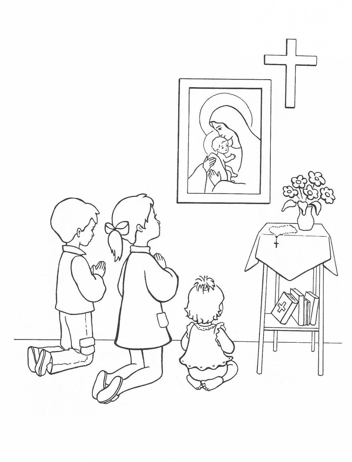 Playful orthodox coloring book for kids