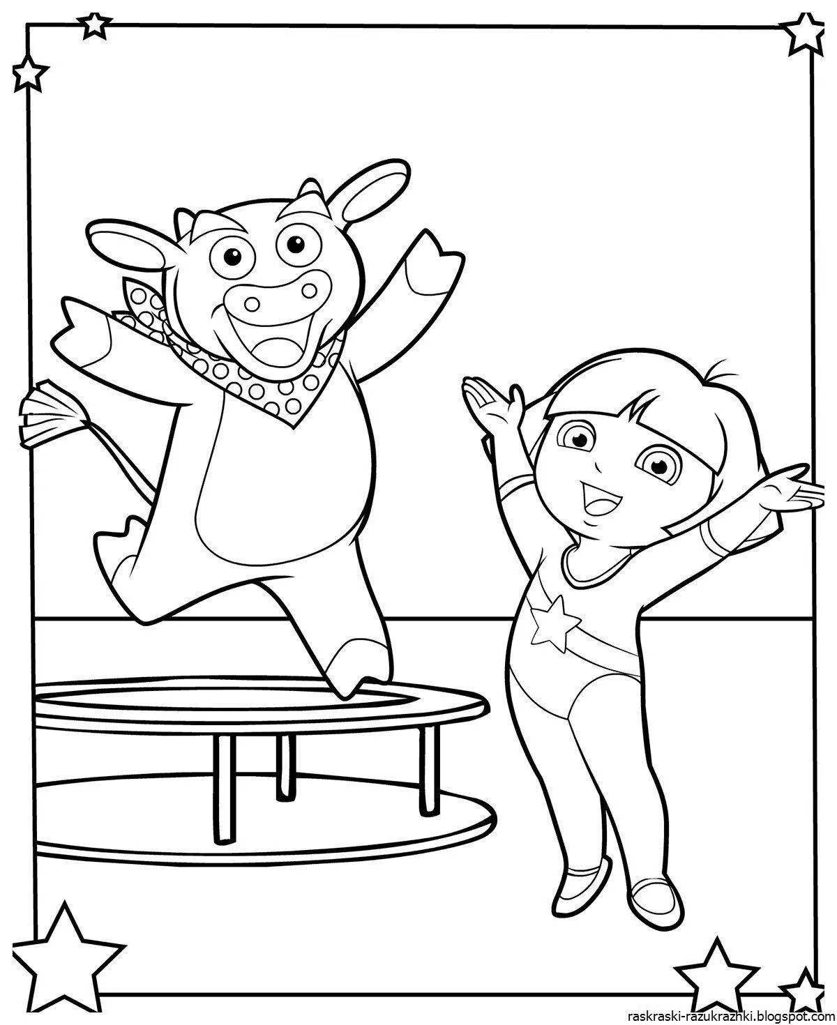 Entertaining exercise coloring book for children