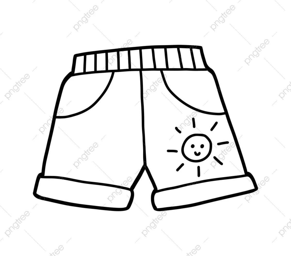 Colorful shorts coloring for kids