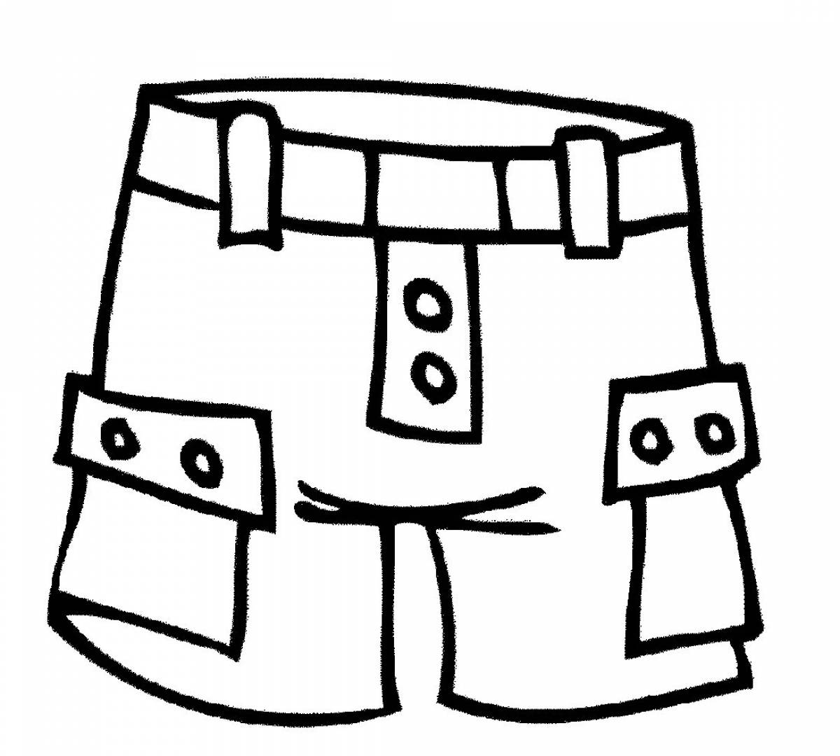 Coloring page stylish shorts for kids