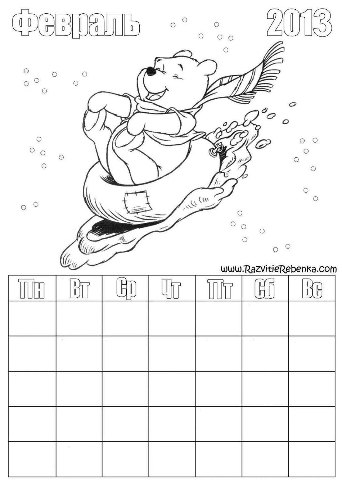 Coloring calendar for kids
