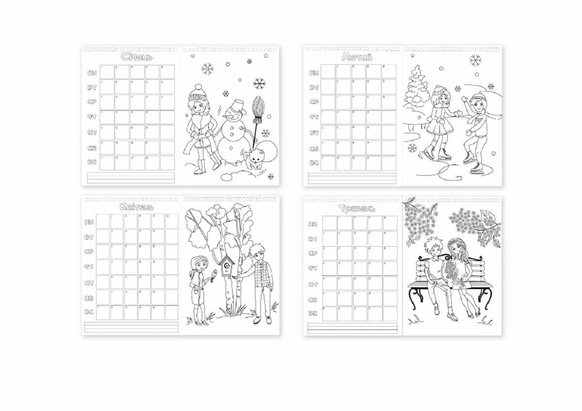 Creative coloring calendar for kids