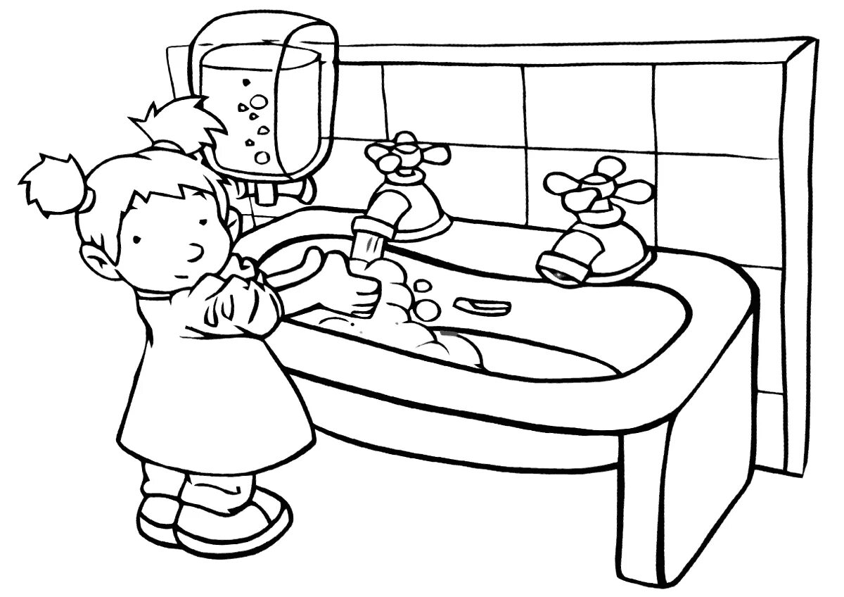Colorful hygiene coloring page for new kids in the neighborhood