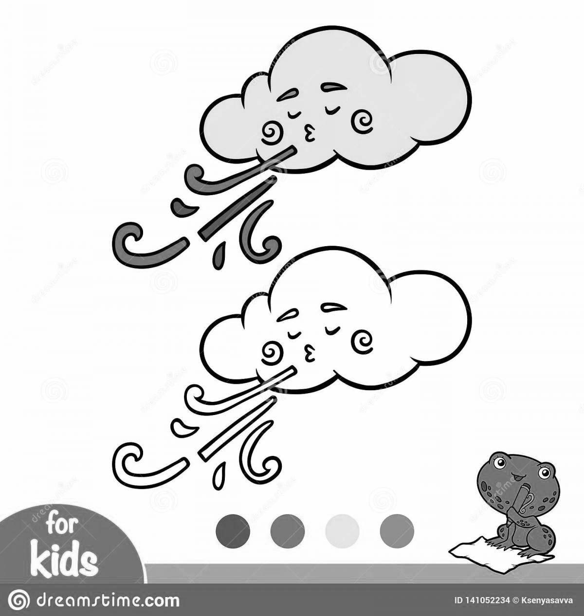 Playful wind coloring page for kids