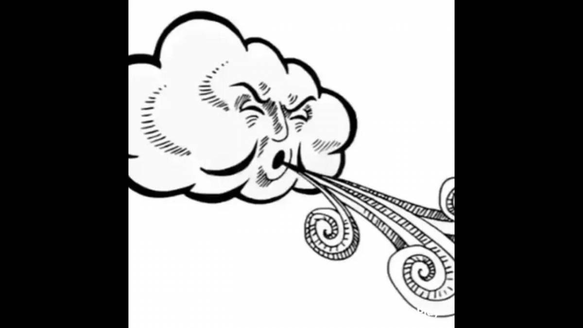 Glitter wind coloring page for kids