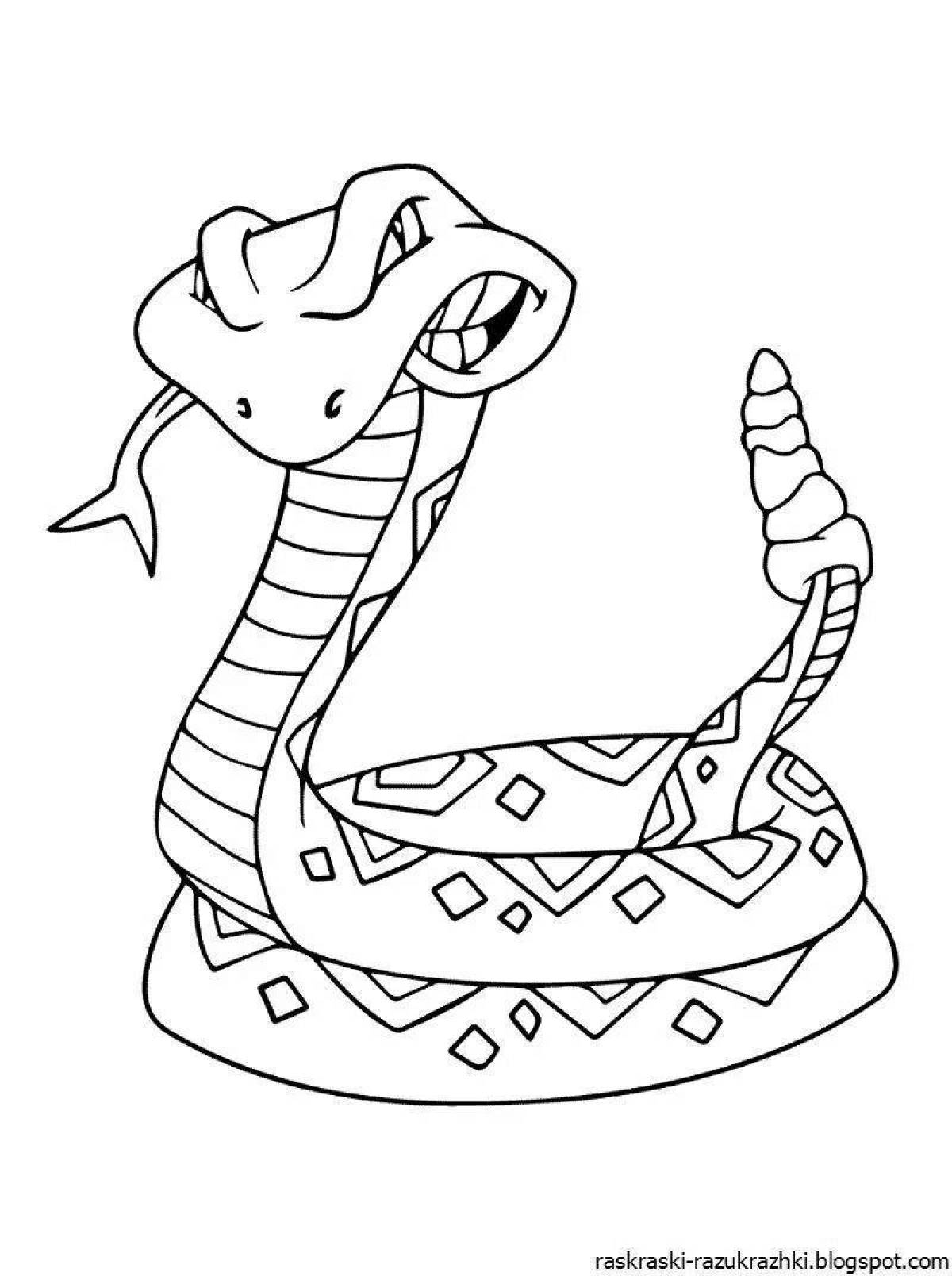 Colorful snake coloring page for kids