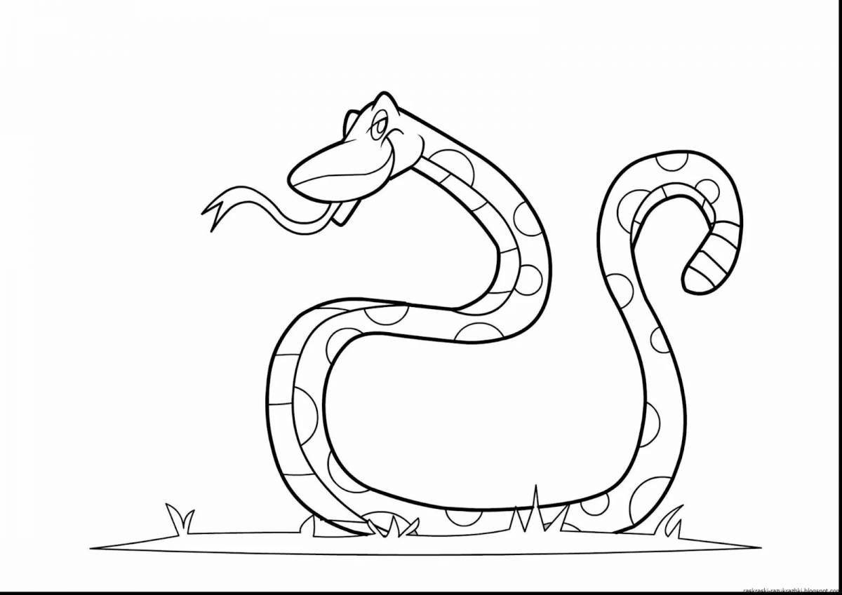 Colouring amiable snake for juniors