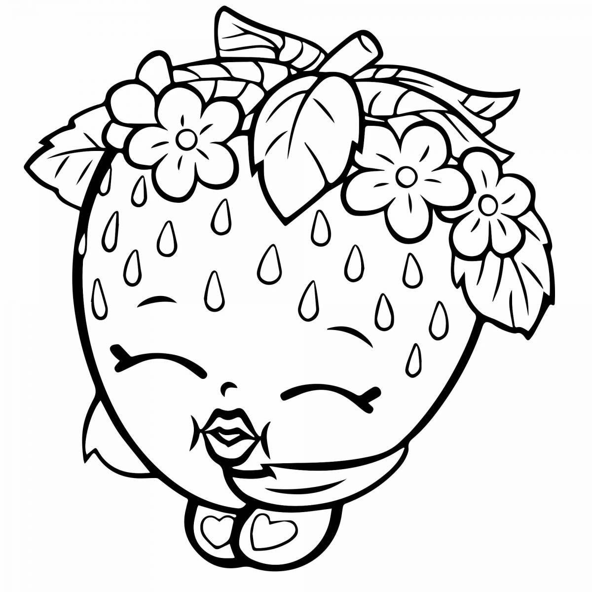 Coloring pages with shimmering strawberries for kids