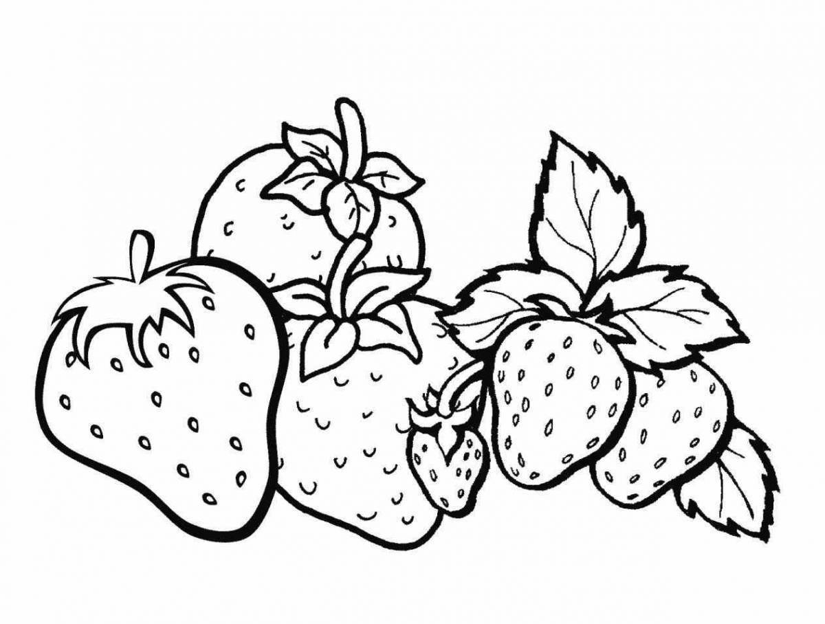 Shiny strawberry coloring book for kids
