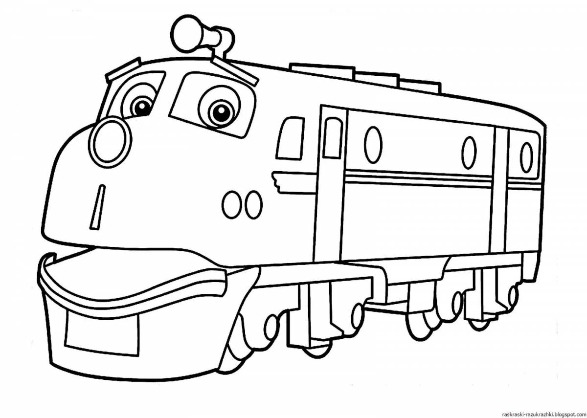 Coloring book funny train for kids