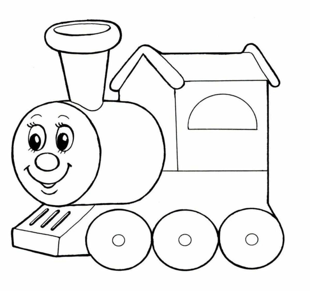 Animated train coloring page for kids