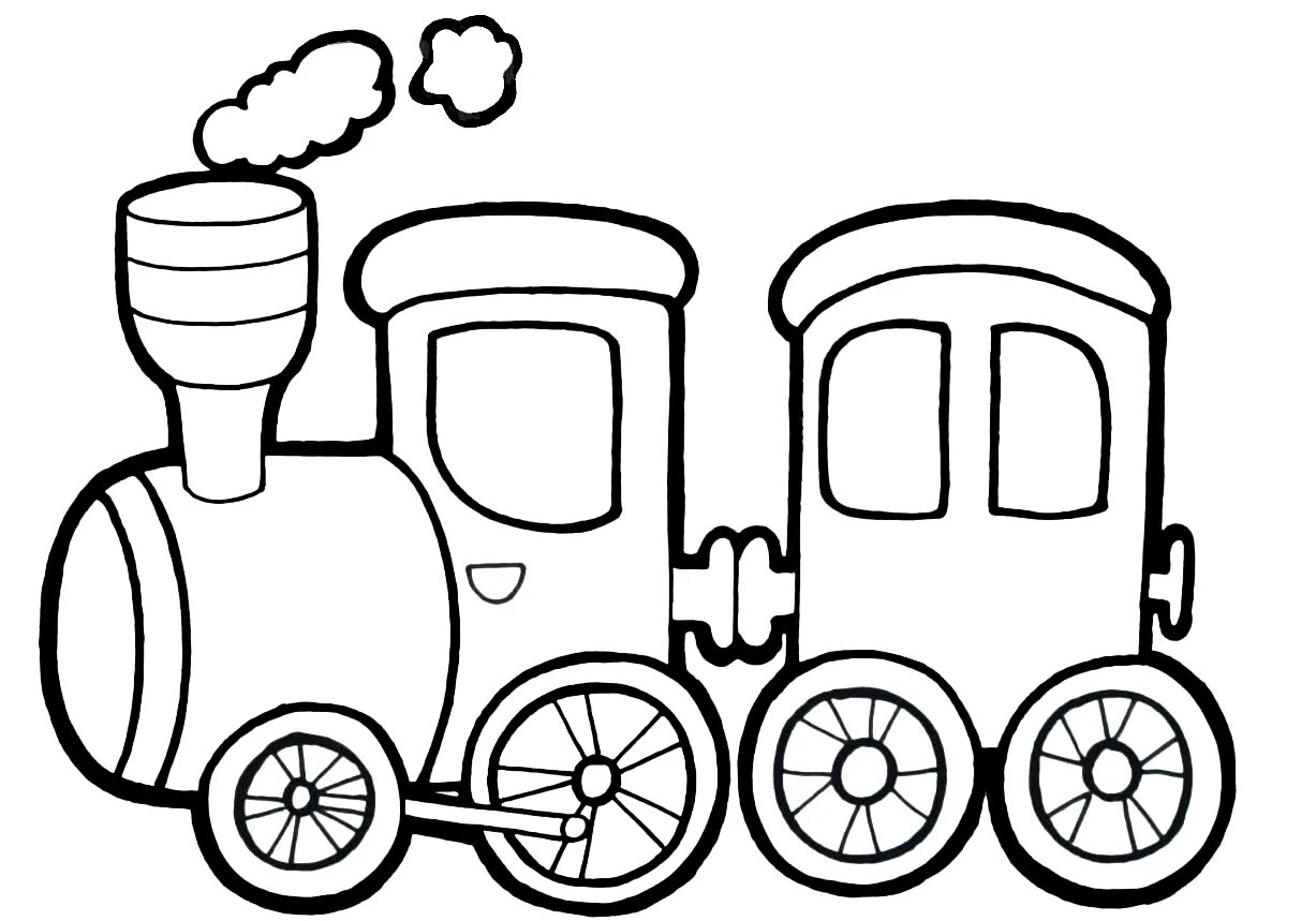 Раскраска поезд для детей 3-4 лет