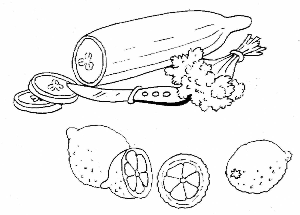 Playful vitamin coloring page for kids