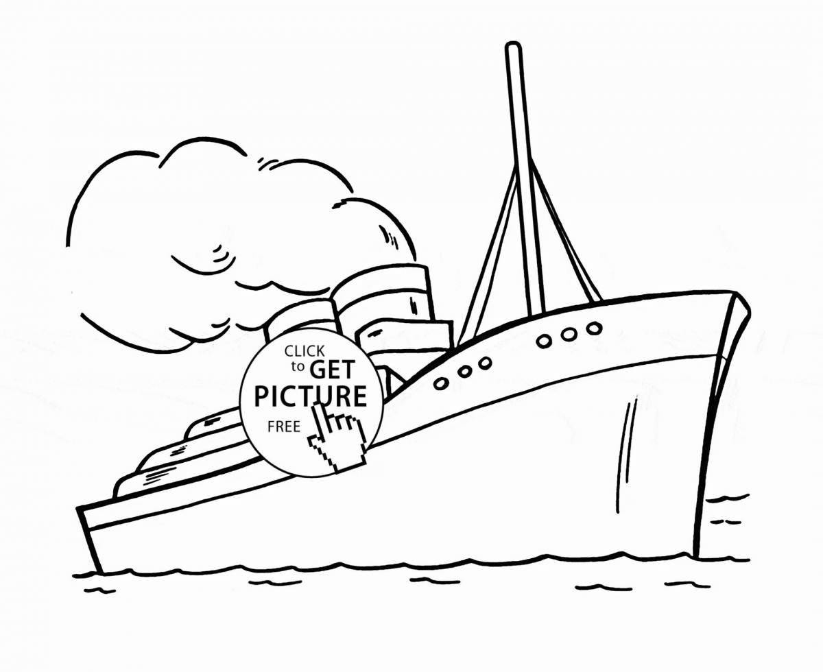 Fabulous coloring page of a steamship for kids