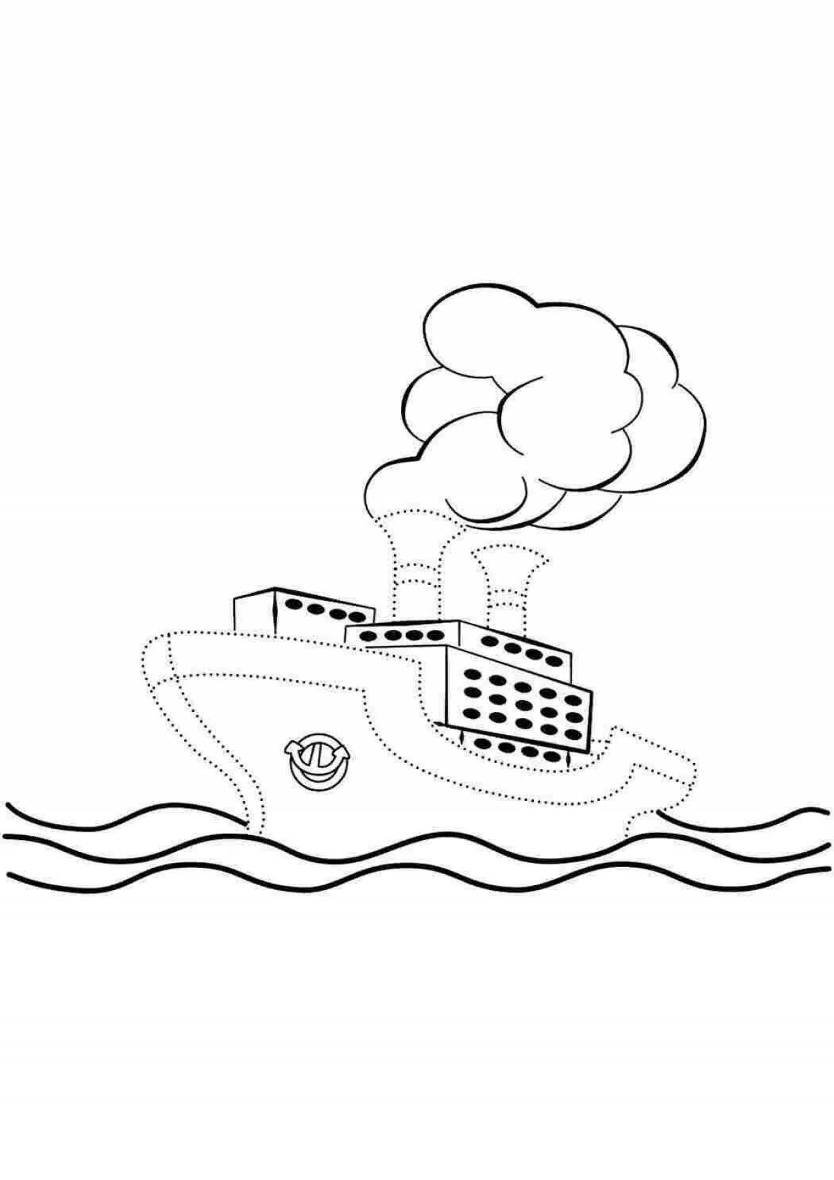 Delightful coloring of the ship for children