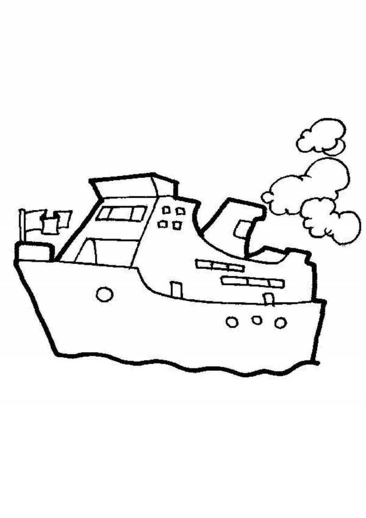 Развлекательная раскраска пароход для детей