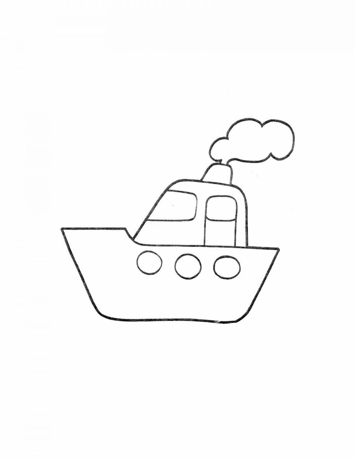 Живая страница раскраски парохода для детей