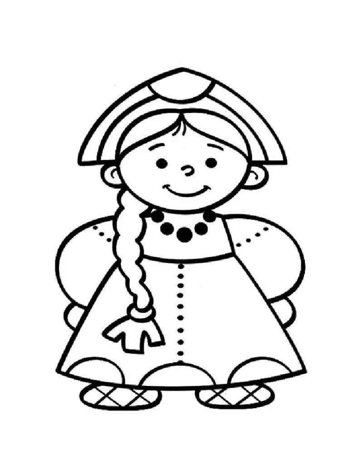 Девушка в русском народном костюме рисунок детский