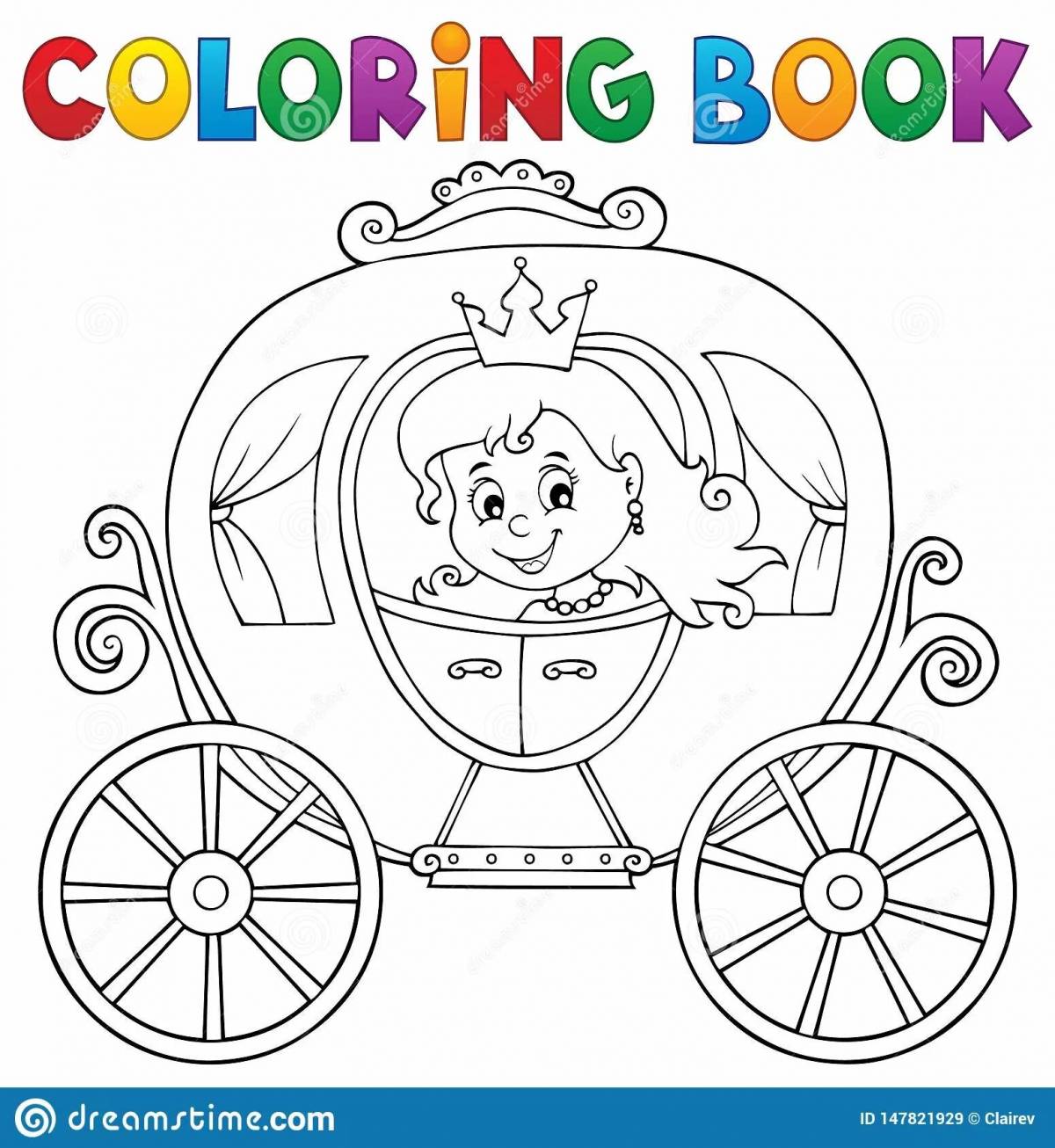 Раскраска карета Золушки для детей