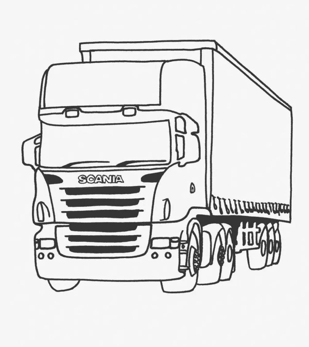 Colorful truck coloring page for boys